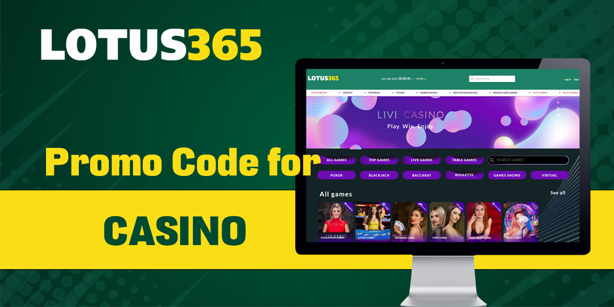 Lotus365 promo code for online casino fans
