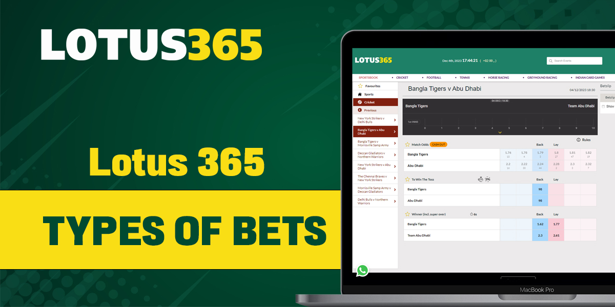 Types of sports betting offered by Lotus 365
