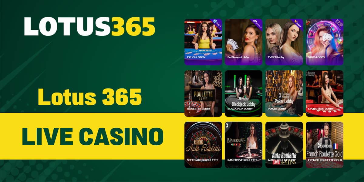 Features of live casino section presented at Lotus 365
