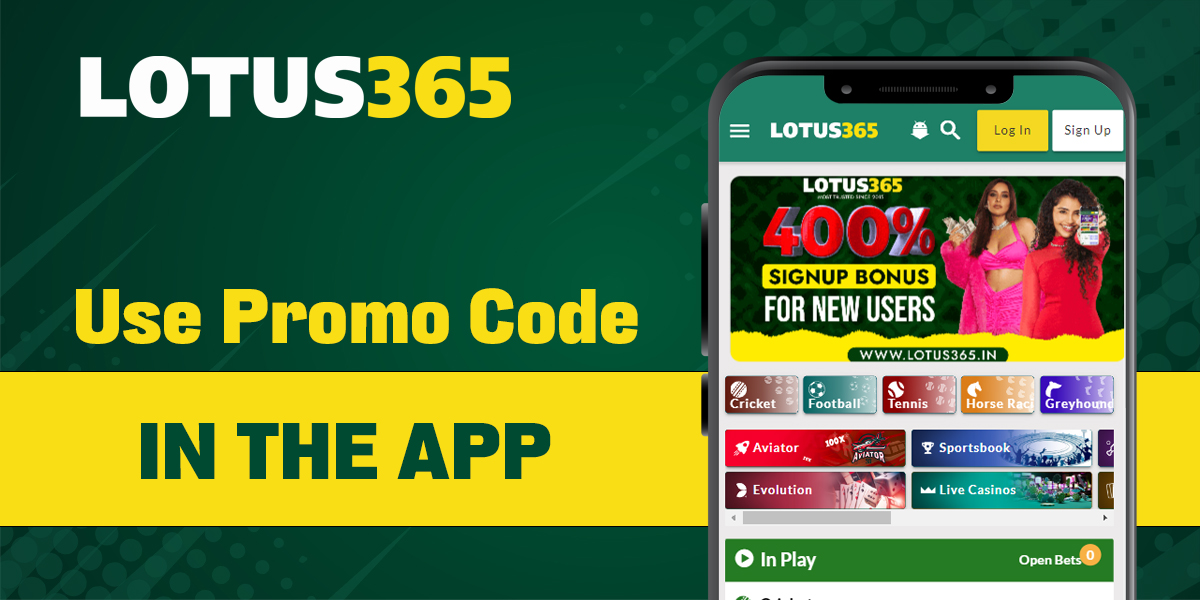 How Lotus365 users can apply the promo code in the mobile app

